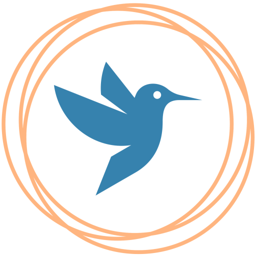 Logo with a hummingbird circled several times